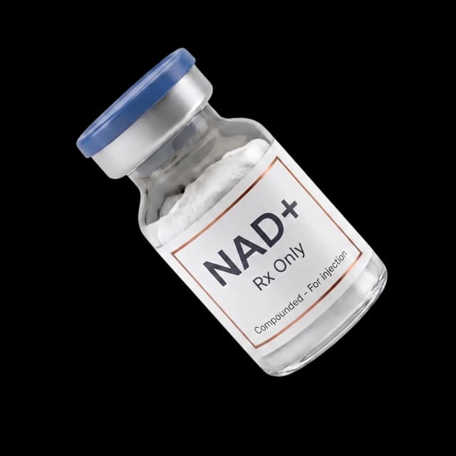 Compounded NAD+ therapy injection vial with a pharmacy label