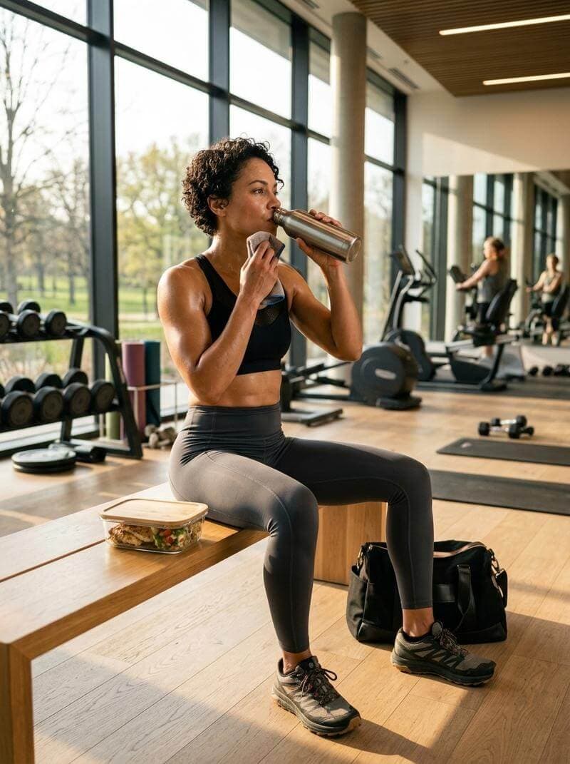 Athletic person finishing a training session in a modern gym setting