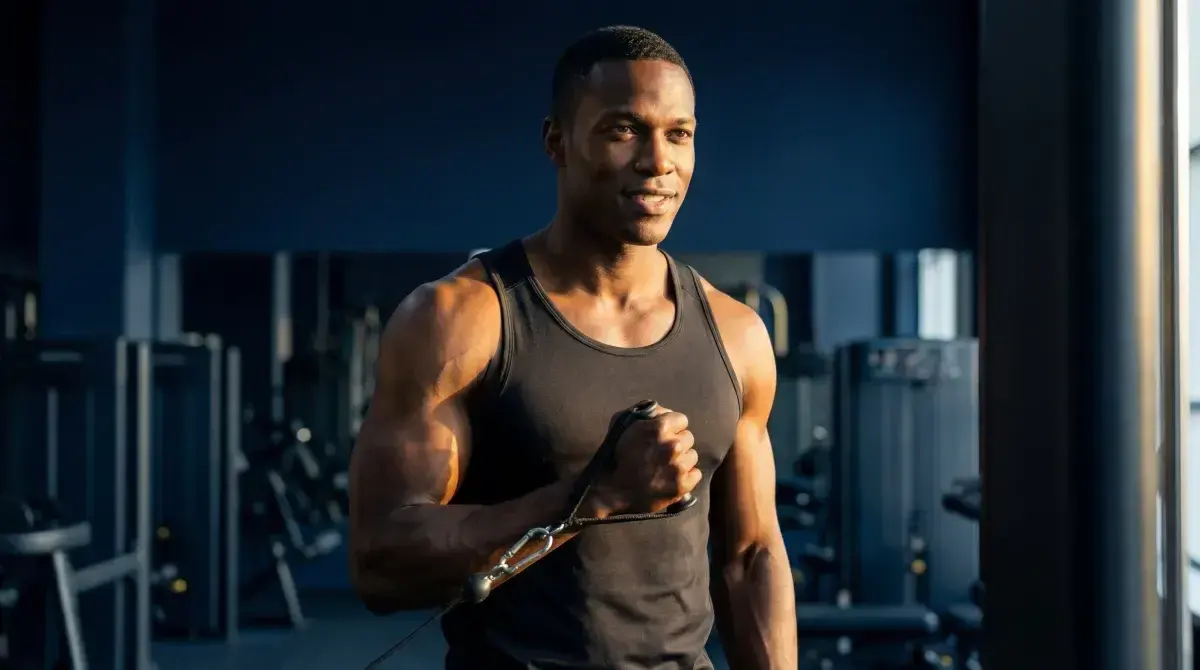 Athletic person training outdoors with focus and determination